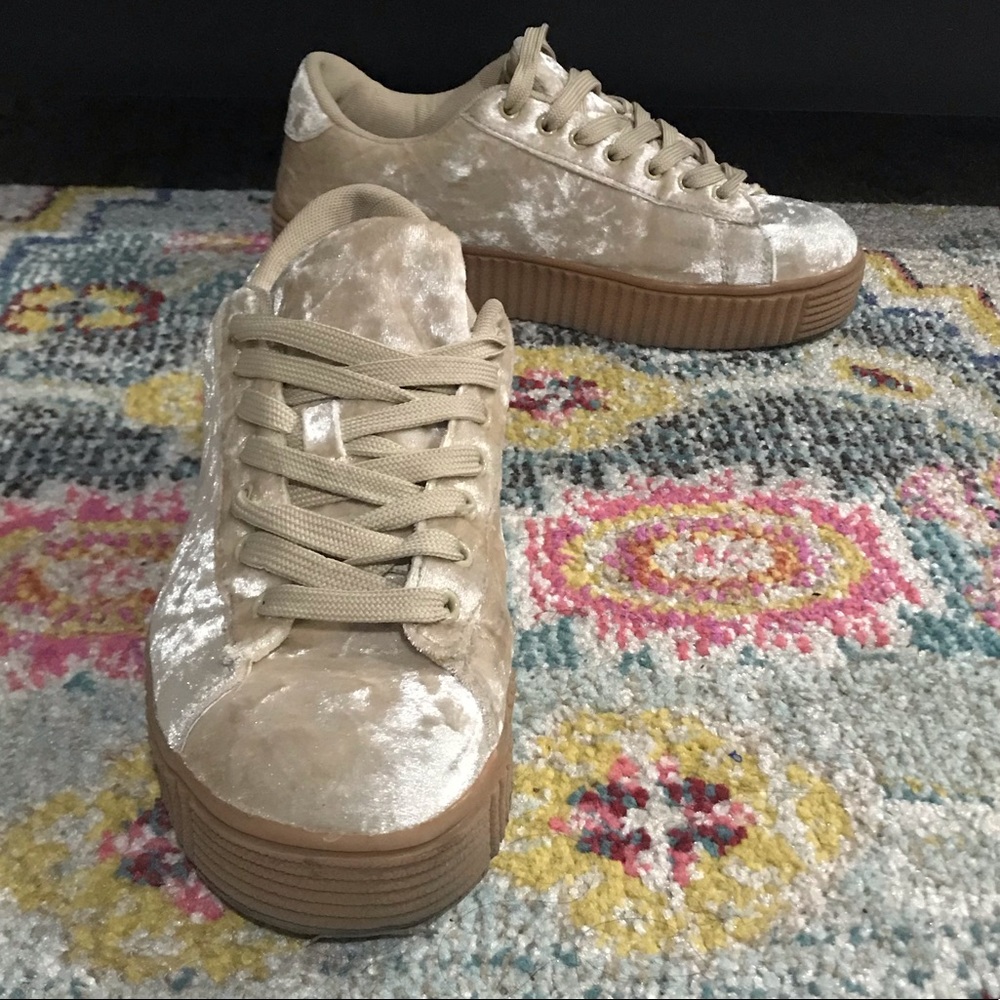 Crushed Velvet Platform Creepers Sneakers